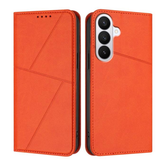 OEM - Samsung Galaxy S26 Pro Fodral Magnetisk Stängning Äkta Läder - Orange