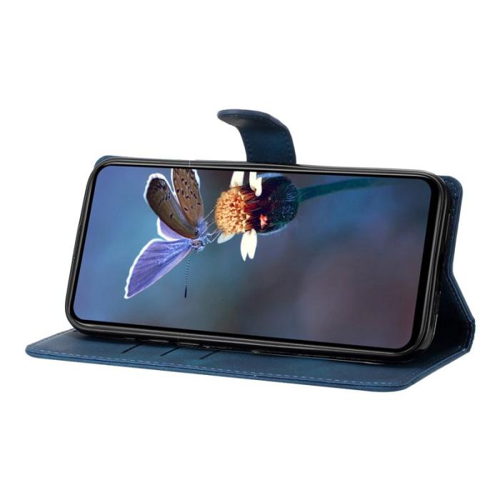 OEM - Samsung Galaxy S26 Pro Skal Konstläder Fjäril Blommönster - Blå