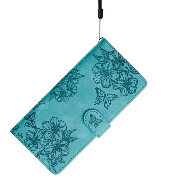 OEM - Samsung Galaxy S26 Pro Skal Konstläder Fjäril Blommönster - Grön