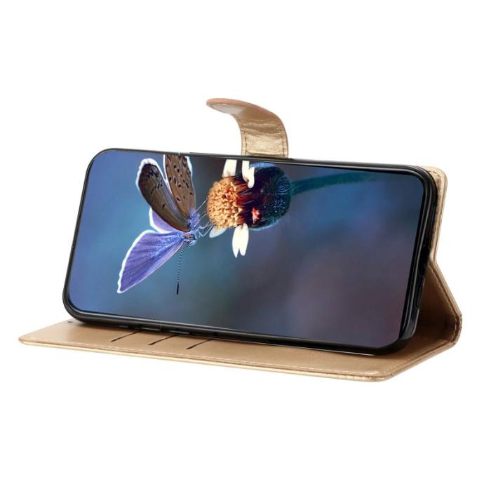 OEM - Samsung Galaxy S26 Pro Skal Konstläder Fjärilsmönster - Guld