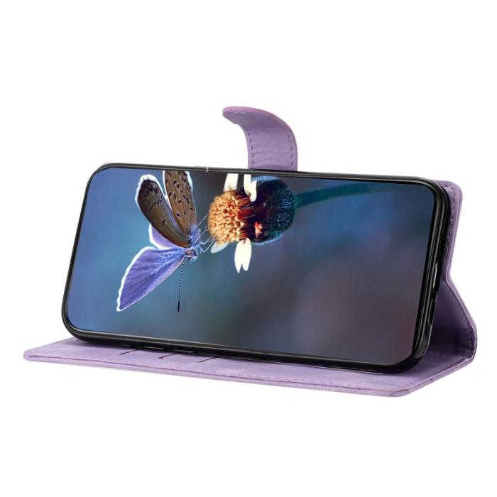 OEM - Samsung Galaxy S26 Pro Skal Konstläder Fjärilsmönster - Lila