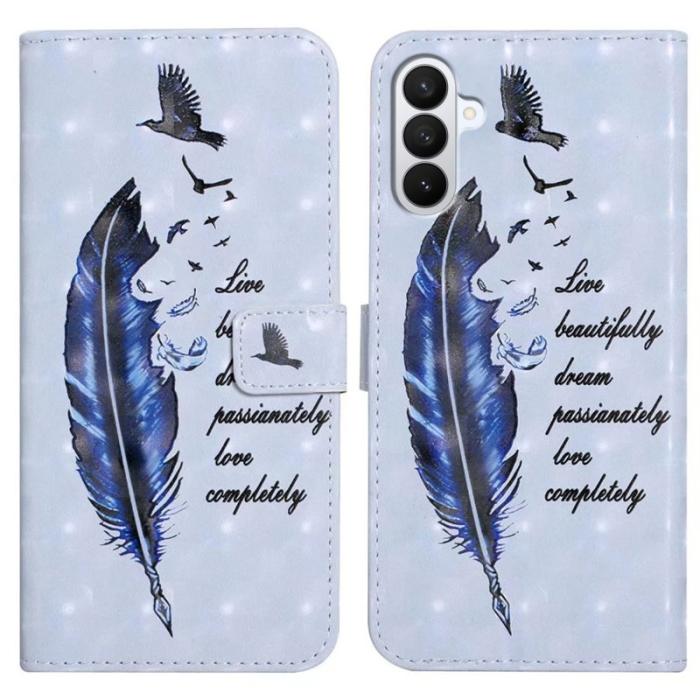 OEM - Samsung Galaxy S26 Pro Skal PU Läder 3D Mönster - Blå Fjäder