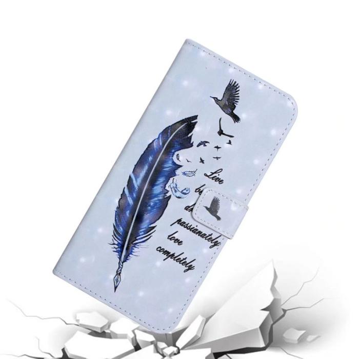 OEM - Samsung Galaxy S26 Pro Skal PU Läder 3D Mönster - Blå Fjäder