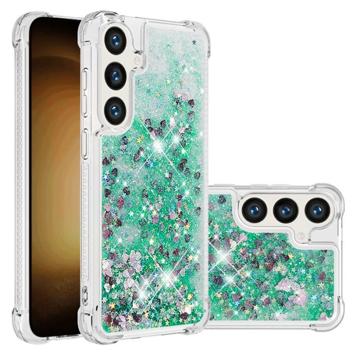 OEM - Samsung Galaxy S26 Pro Skal TPU Glittrande Stötsäker - Grön / Hjärtar