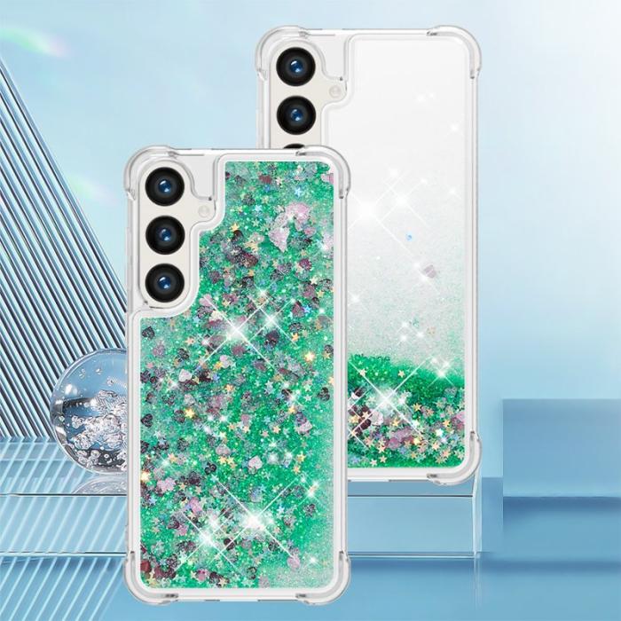 OEM - Samsung Galaxy S26 Pro Skal TPU Glittrande Stötsäker - Grön / Hjärtar