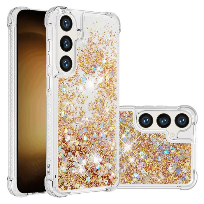 OEM - Samsung Galaxy S26 Pro Skal TPU Glittrande Stötsäker - Guld / Hjärtar