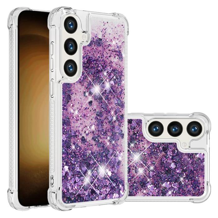 OEM - Samsung Galaxy S26 Pro Skal TPU Glittrande Stötsäker - Mörklila / Hjärtar