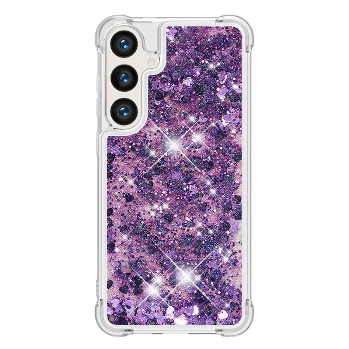 OEM - Samsung Galaxy S26 Pro Skal TPU Glittrande Stötsäker - Mörklila / Hjärtar