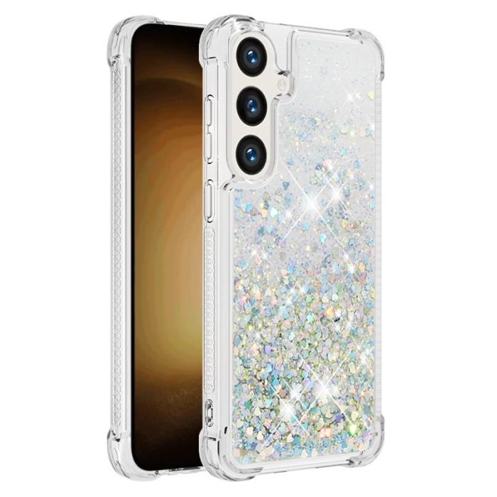OEM - Samsung Galaxy S26 Pro Skal TPU Glittrande Stötsäker - Silver / Hjärtan
