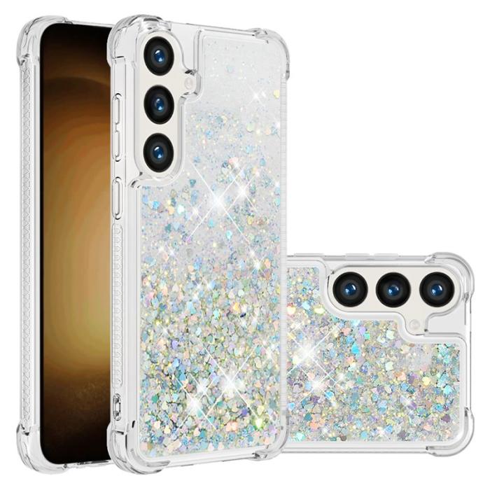 OEM - Samsung Galaxy S26 Pro Skal TPU Glittrande Stötsäker - Silver / Hjärtan