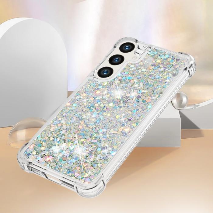 OEM - Samsung Galaxy S26 Pro Skal TPU Glittrande Stötsäker - Silver / Hjärtan
