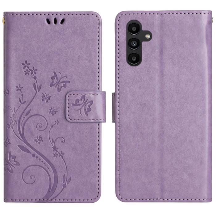 OEM - Samsung Galaxy S26 / S26 Pro Fodral Äkta Läder Blomma - Ljus Lila