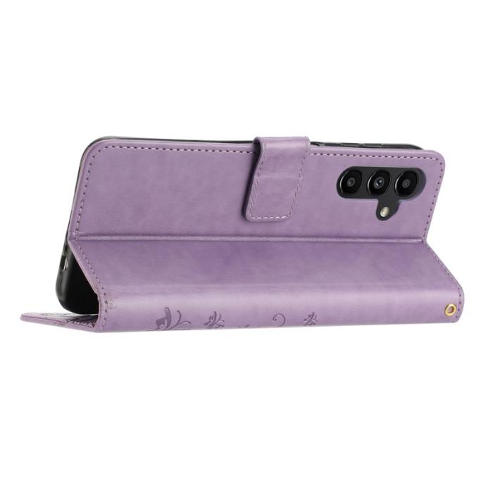 OEM - Samsung Galaxy S26 / S26 Pro Fodral Äkta Läder Blomma - Ljus Lila