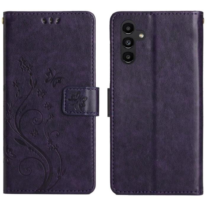 OEM - Samsung Galaxy S26 / S26 Pro Fodral Äkta Läder Blomma - Mörklila