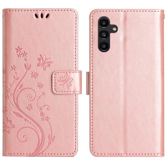 OEM - Samsung Galaxy S26 / S26 Pro Fodral Äkta Läder Blomma - Roséguld