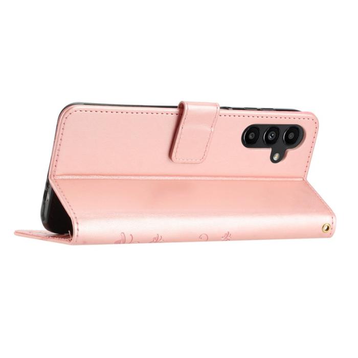 OEM - Samsung Galaxy S26 / S26 Pro Fodral Äkta Läder Blomma - Roséguld