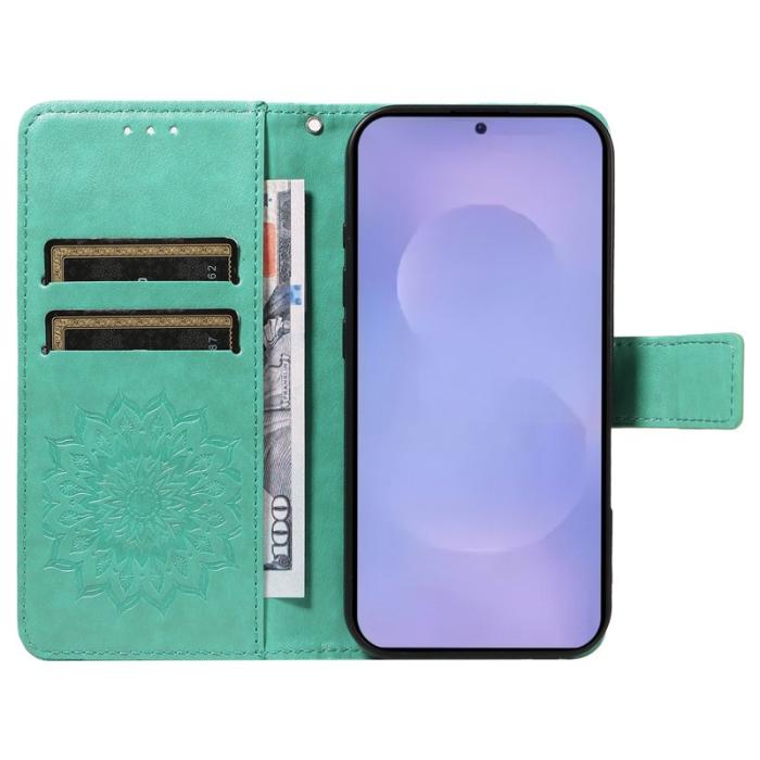 OEM - Samsung Galaxy S26 / S26 Pro Fodral Äkta Läder Solrostryck - Grön