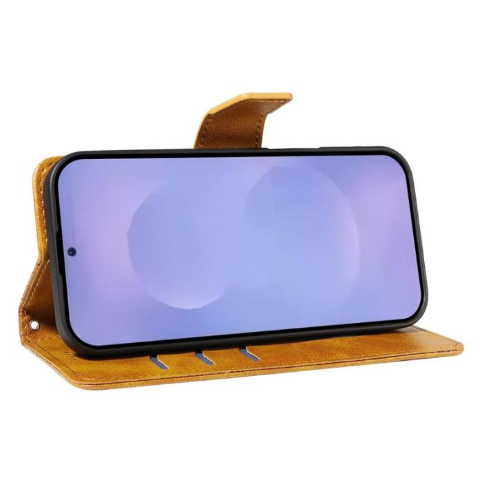 OEM - Samsung Galaxy S26 / S26 Pro Fodral Äkta Läder Ställ - Gul