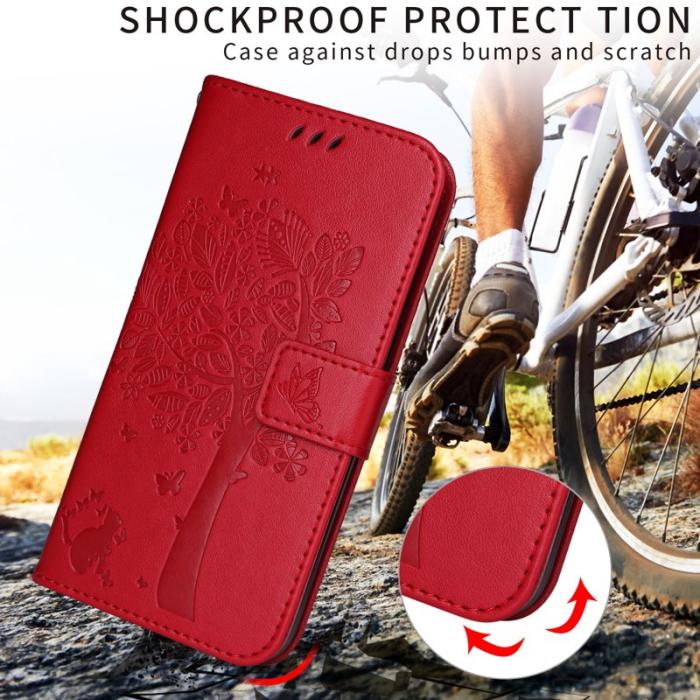 OEM - Samsung Galaxy S26 / S26 Pro Fodral Konstläder Kattträd - Röd