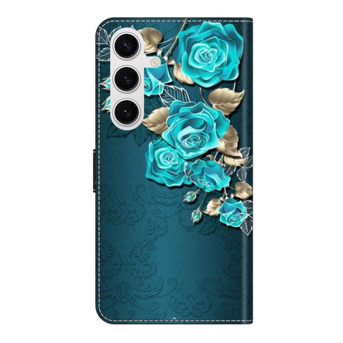 OEM - Samsung Galaxy S26/S26 Pro Fodral Magnetlås 3D Mönster Äkta Läder - Blå Ros