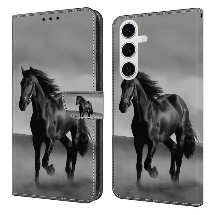 OEM - Samsung Galaxy S26/S26 Pro Fodral Magnetlås 3D Mönster Äkta Läder - Svart Häst