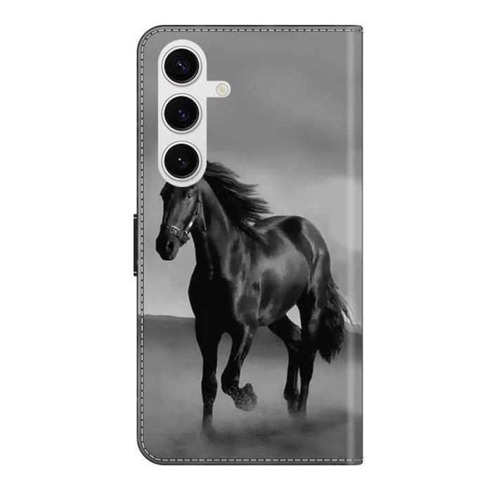 OEM - Samsung Galaxy S26/S26 Pro Fodral Magnetlås 3D Mönster Äkta Läder - Svart Häst