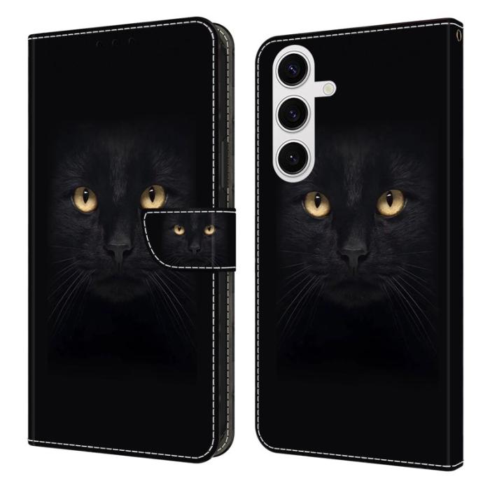 OEM - Samsung Galaxy S26/S26 Pro Fodral Magnetlås 3D Mönster Äkta Läder - Svart Katt