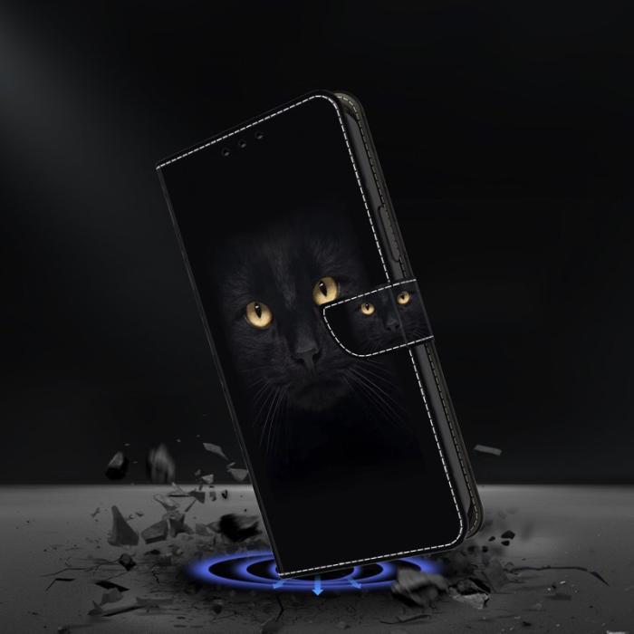 OEM - Samsung Galaxy S26/S26 Pro Fodral Magnetlås 3D Mönster Äkta Läder - Svart Katt