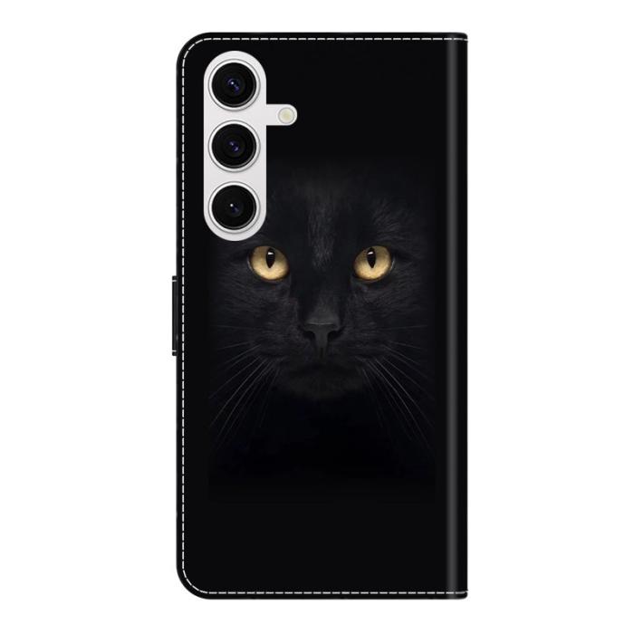 OEM - Samsung Galaxy S26/S26 Pro Fodral Magnetlås 3D Mönster Äkta Läder - Svart Katt