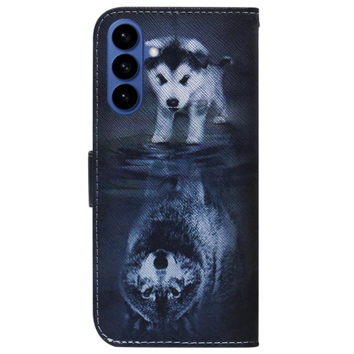OEM - Samsung Galaxy S26 / S26 Pro Fodral Mönstertryck Äkta Läder - Hund och Varg