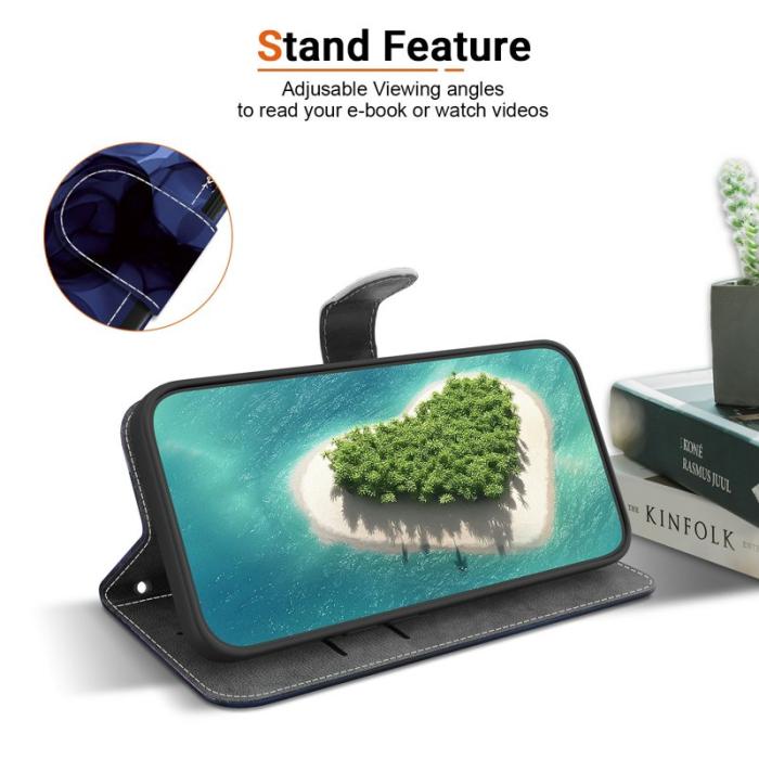 OEM - Samsung Galaxy S26 / S26 Pro Fodral Mönstertryckt Äkta Läder - Blå Blomma