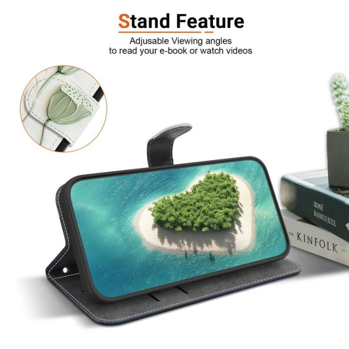 OEM - Samsung Galaxy S26 / S26 Pro Fodral Mönstertryckt Äkta Läder Ställ - Lotus