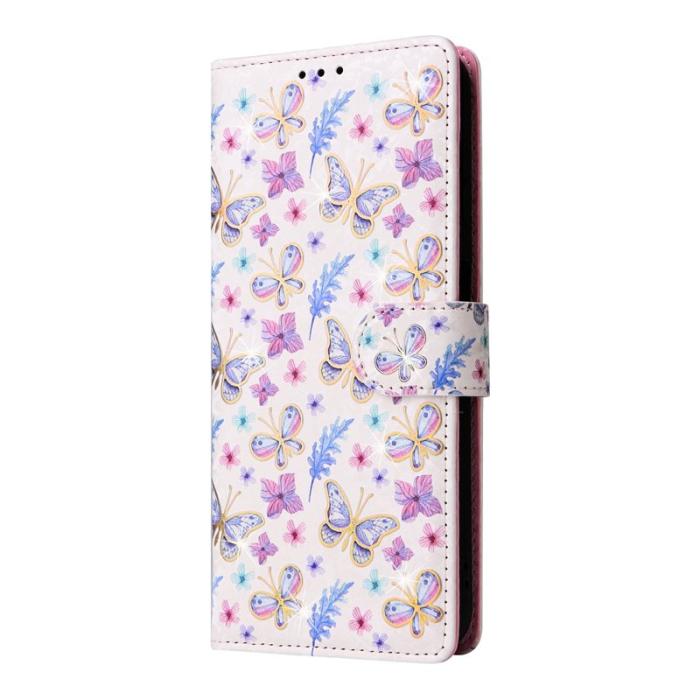 OEM - Samsung Galaxy S26 / S26 Pro Fodral RFID Blommor Äkta Läder - Fjäril Blomma