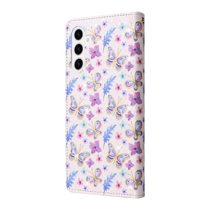 OEM - Samsung Galaxy S26 / S26 Pro Fodral RFID Blommor Äkta Läder - Fjäril Blomma