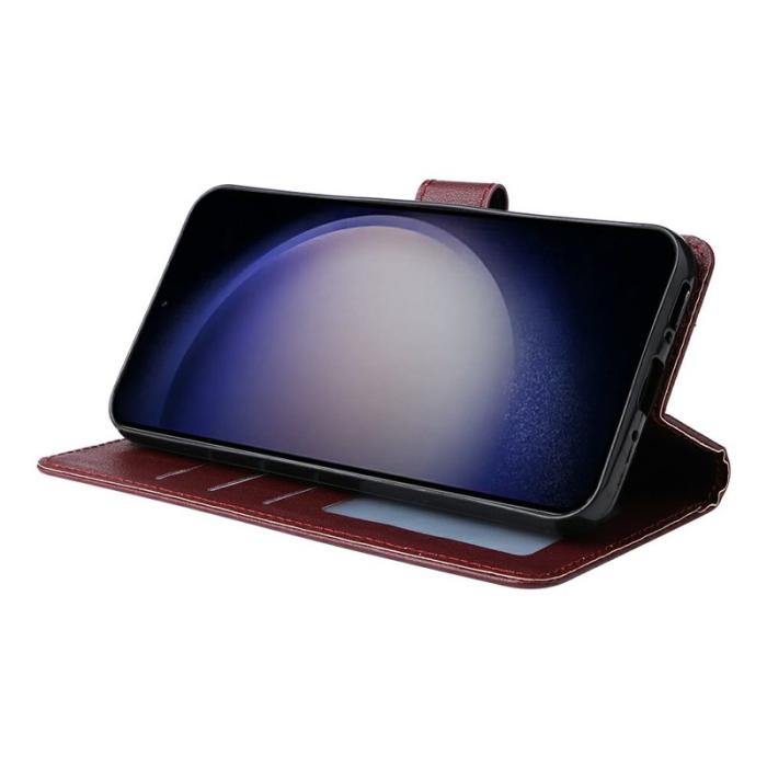 OEM - Samsung Galaxy S26 / S26 Pro Fodral Ställ PU Läder - Vinröd