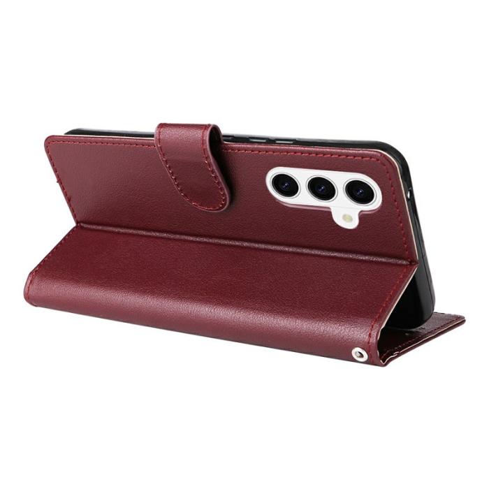 OEM - Samsung Galaxy S26 / S26 Pro Fodral Ställ PU Läder - Vinröd