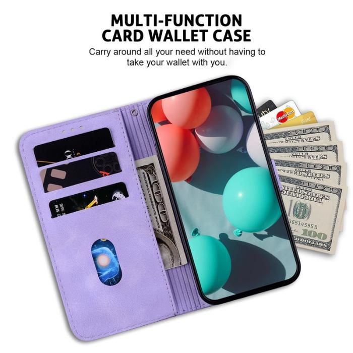 OEM - Samsung Galaxy S26 / S26 Pro Ställskal Mönstertryck Äkta Läder - Lila