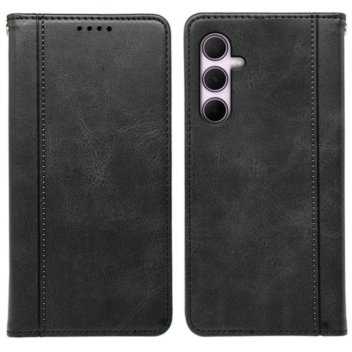 OEM - Samsung Galaxy S26 Skal Dold Magnetisk Stängning Äkta Läder - Svart