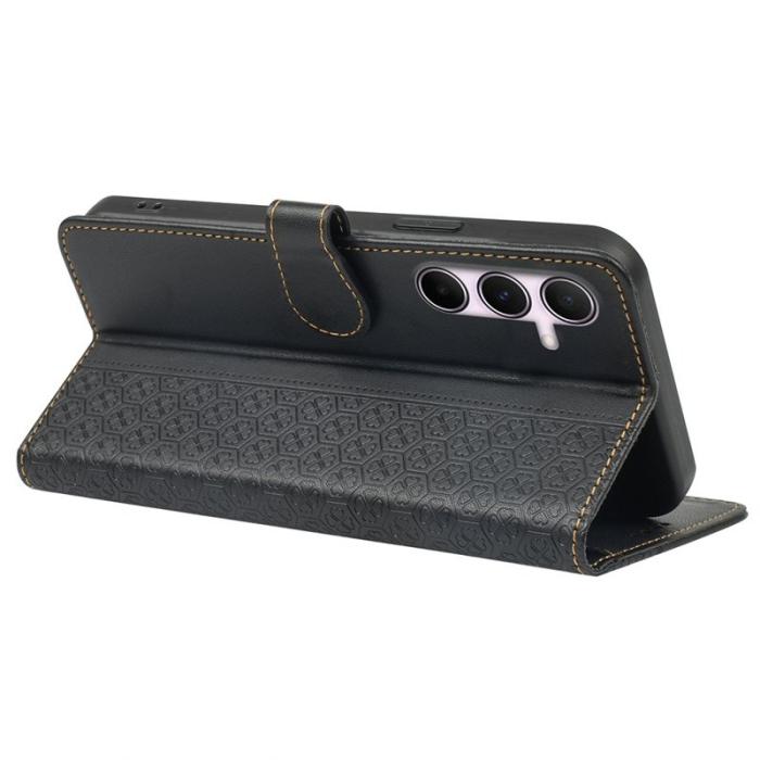 OEM - Samsung Galaxy S26 Skal Magnetisk Stängning Fyrklöver Äkta Läder - Svart