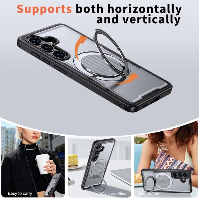 OEM - Samsung Galaxy S26 Skal Magnetiskt TPU + PC Med Dämpande Ställ - Grå