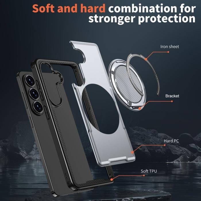 OEM - Samsung Galaxy S26 Skal Magnetiskt TPU + PC Med Dämpande Ställ - Grå