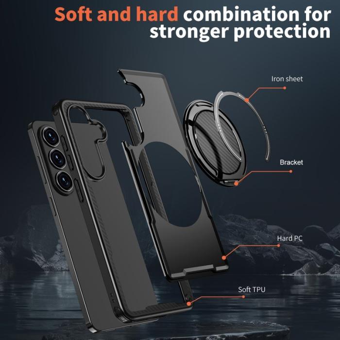 OEM - Mobilskal till Samsung Galaxy S26 Magnetiskt TPU + PC Med Stöd - Svart