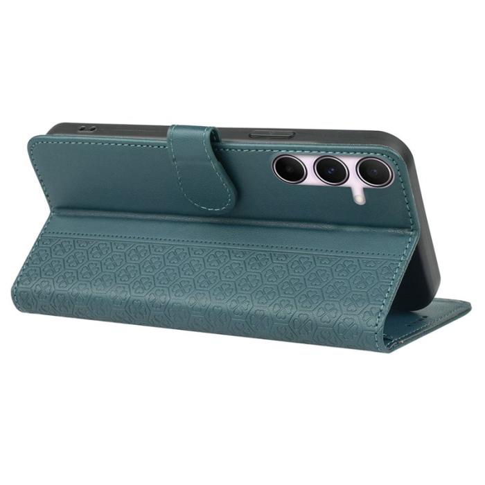 OEM - Samsung Galaxy S26 Skal Magnetlås Fyrklöver Äkta Läder - Grön