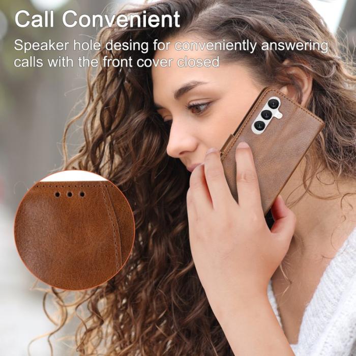 OEM - Samsung Galaxy S26 Skal Med Dragkedja Äkta Läder - Brun