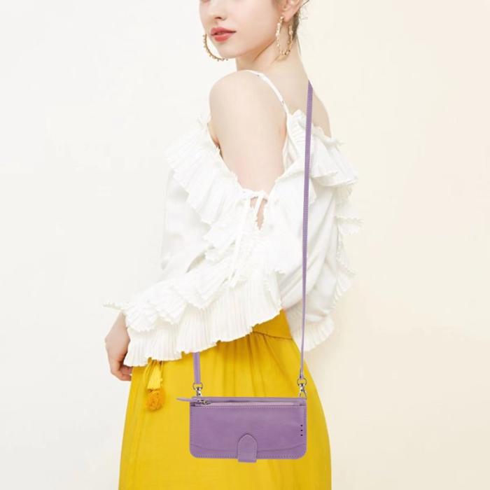 OEM - Samsung Galaxy S26 Skal Med Dragkedja Äkta Läder - Lila