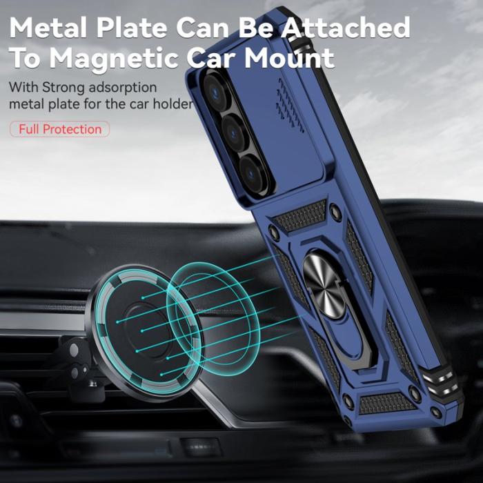 OEM - Samsung Galaxy S26 Skal Plast med Linsskydd Ställ - Blå