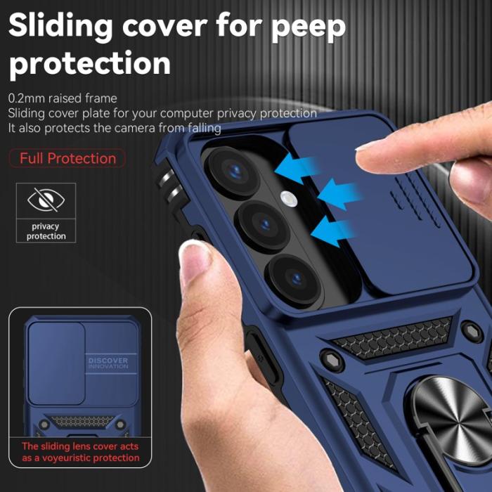 OEM - Samsung Galaxy S26 Skal Plast med Linsskydd Ställ - Blå