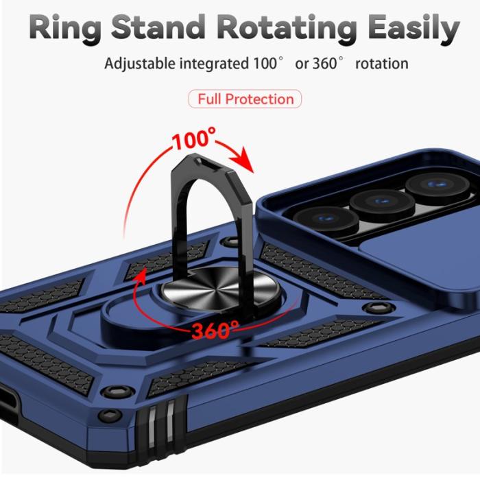 OEM - Samsung Galaxy S26 Skal Plast med Linsskydd Ställ - Blå
