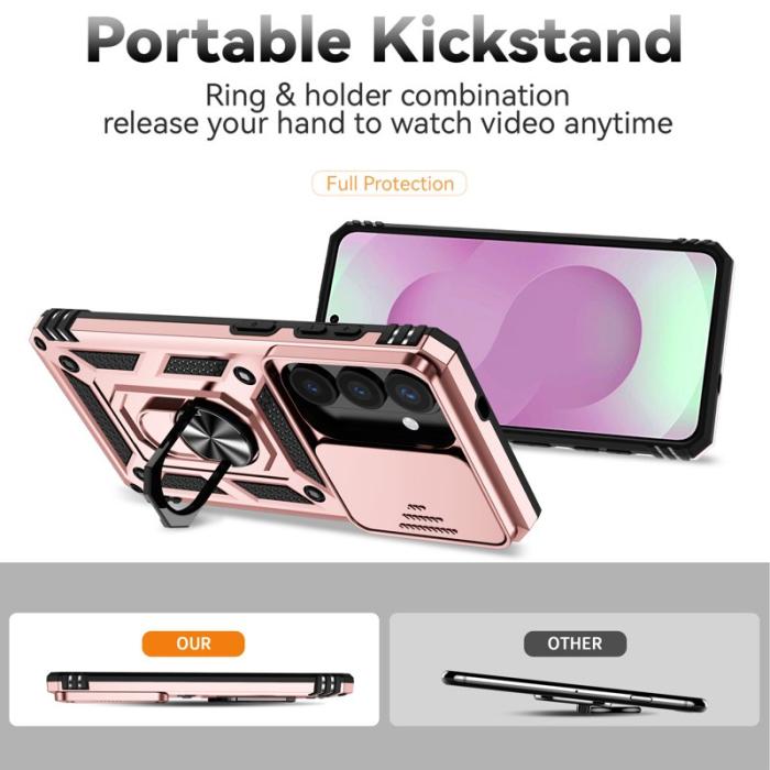 OEM - Samsung Galaxy S26 Skal Plast med Linsskydd Ställ - Roséguld