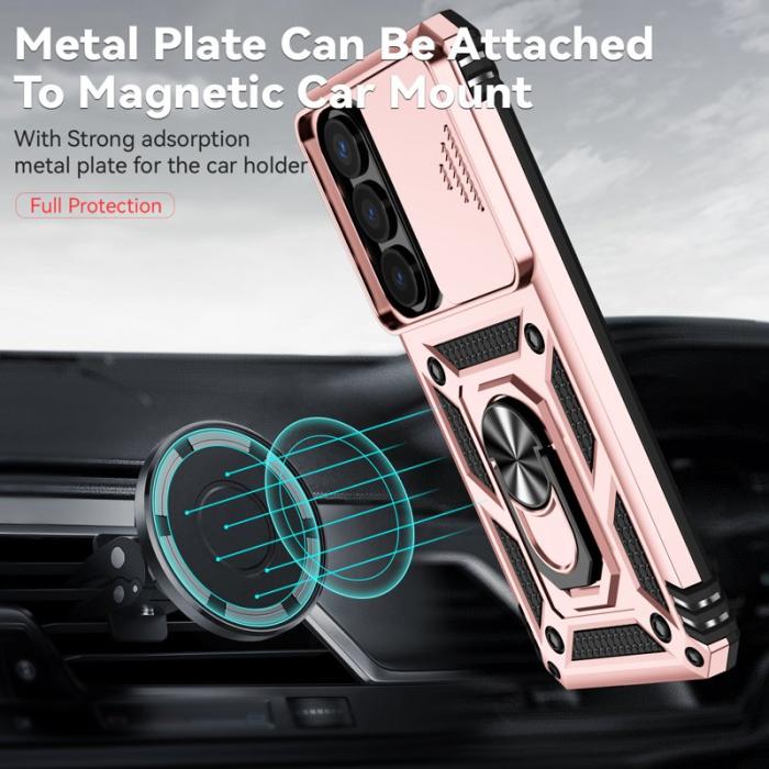 OEM - Samsung Galaxy S26 Skal Plast med Linsskydd Ställ - Roséguld